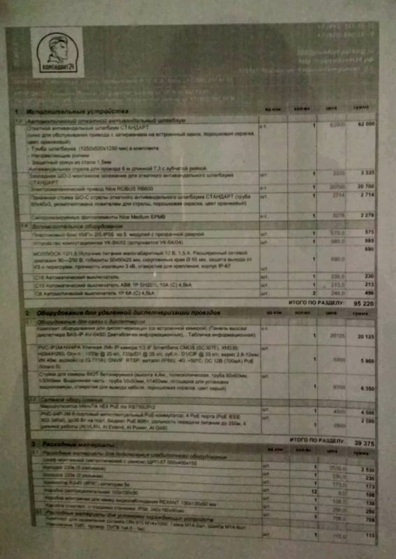 Смета на установку шлагбаумов